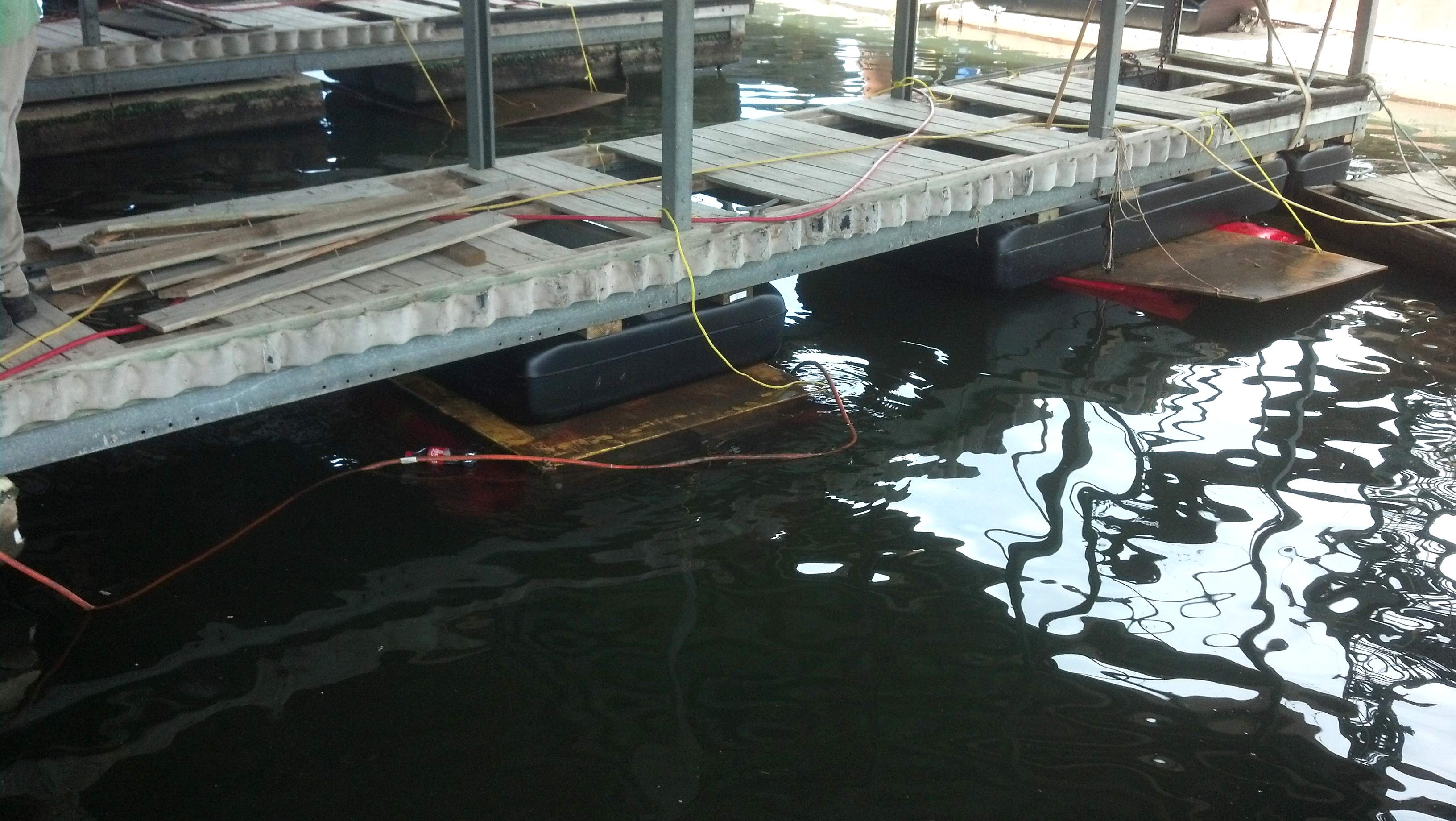 Marian docks lifted with air bags